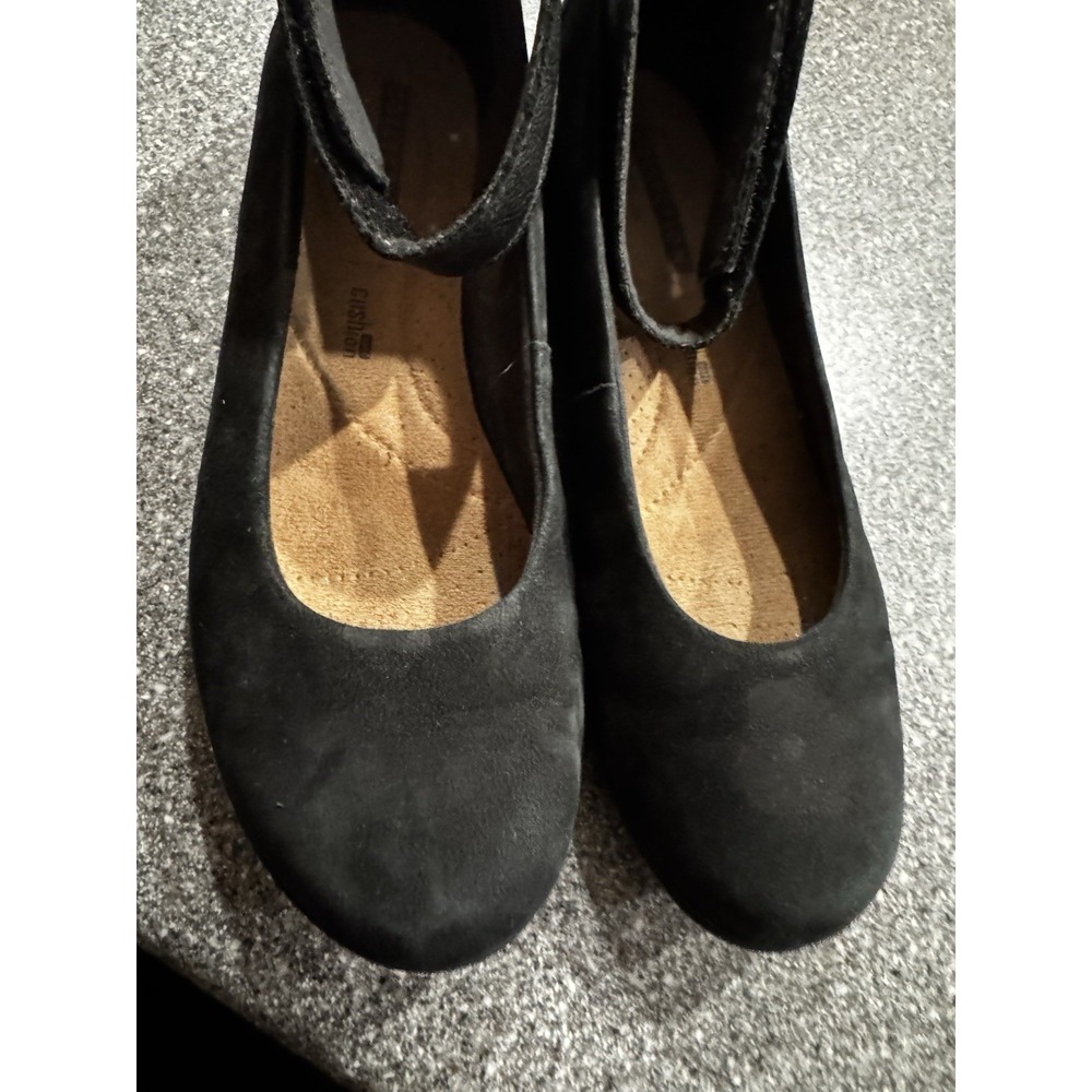 Clarks Medora Nina Black Suede Ankle Wrap Ballet Flat Cas Women Shoes Sz 7 SB23 - Picture 6 of 6